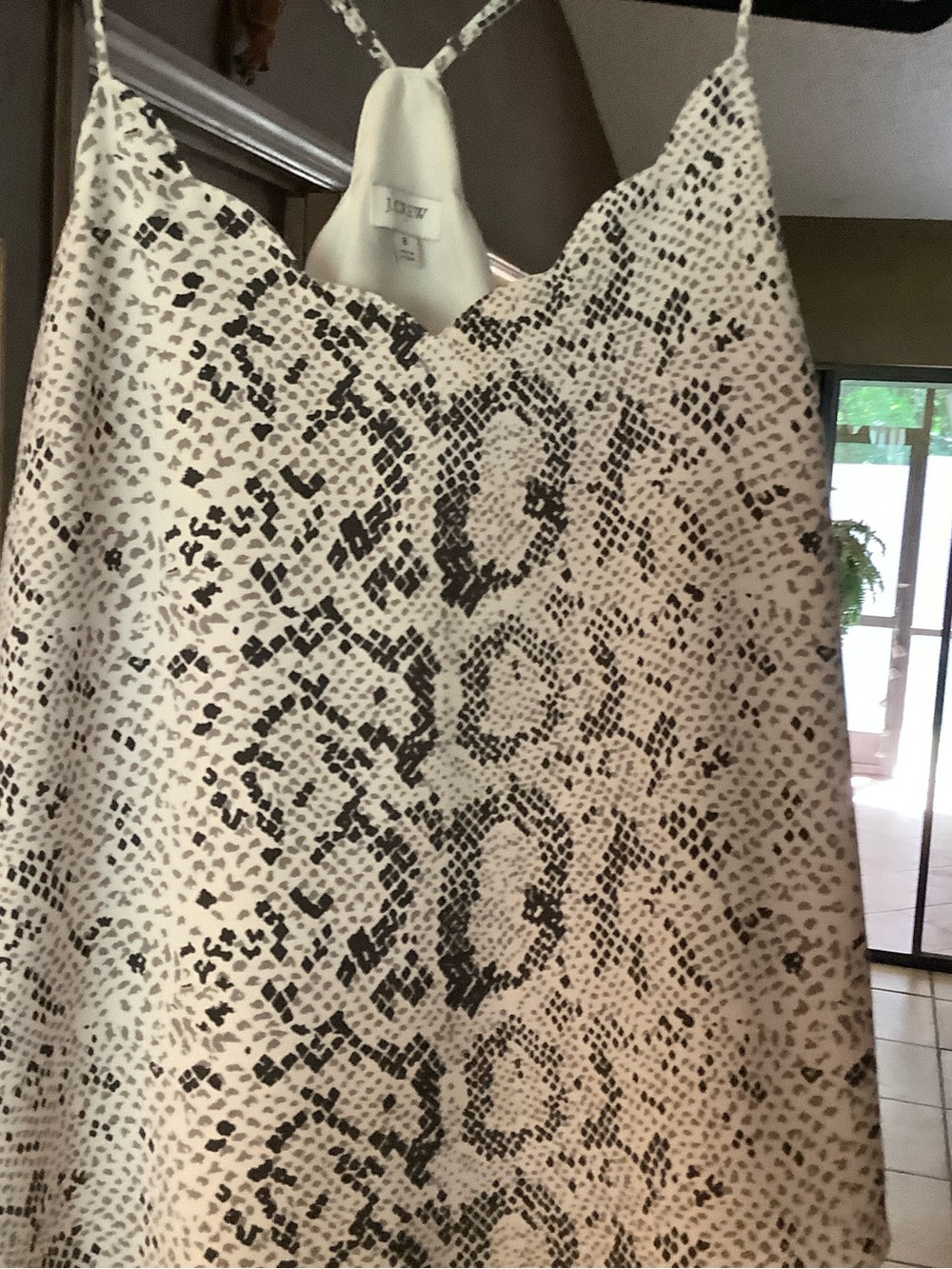 J. Crew Cream and Black Snake-Print Cami Dress